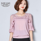 2017 Fashion New Arrival Summer Women Chiffon Shirt Female Plus Size Blouse Short Sleeve Female Blusas 78F 30