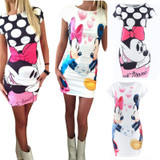 2017 fashion Minnie Mouse Women Dress Summer Sexy Pencil Dresses Bodycon S 3XL Vintage Fitness Vestidos Print Cute Women Dress