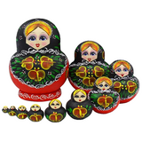 Painted Wooden Matryoshka Nesting Dolls 10 Pieces