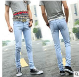 2017 Fashion Men's Skinny Jeans Man Classic Slim Fit Stretch Jeans Tight Blue Denim Pencil Pant Mens Black Pencil Jeans Trousers