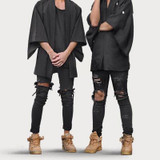 2017 Fashion Men Denim Pants Jeans Ripped Holes Skinny Elastic Slim Fit Cool Punk Long Trousers JL