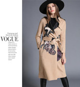 2017 Fashion Md-long Long Sleeves Trench Coat For Women Printed Open Stitch Spring Coat Women Outwears