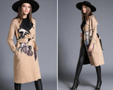 2017 Fashion Md-long Long Sleeves Trench Coat For Women Printed Open Stitch Spring Coat Women Outwears
