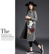 2017 Fashion Md-long Long Sleeves Trench Coat For Women Printed Open Stitch Spring Coat Women Outwears
