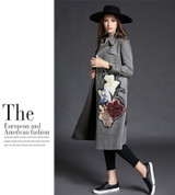 2017 Fashion Md-long Long Sleeves Trench Coat For Women Printed Open Stitch Spring Coat Women Outwears