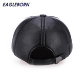 2017 Fashion Leather Baseball Cap Men Thicken Fall Winter Hats with Ears 6 Panel Keep Warm Leather Cap Male Hats Bone casquette
