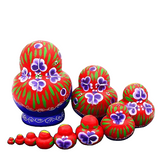 10 Pieces Red Matryoshka Nesting Dolls