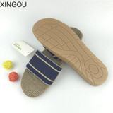 New 2017 fashion men home slippers Natural flax slippers home Hemp men's slippers home indoor home slipper and Linen Slides
