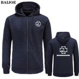 New 2017 Fashion Hoodies Men Fleece Rammstein Rock Casual Black Band Hip Hop Mens Hoodies Sweatshirts Zipper Cardigan
