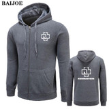 New 2017 Fashion Hoodies Men Fleece Rammstein Rock Casual Black Band Hip Hop Mens Hoodies Sweatshirts Zipper Cardigan