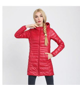 New 2017 Famous Brand Designer Winter Jacket Women Long White Duck Down Jacket Outwear Ultralight Hooded Thin Coat