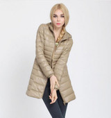 New 2017 Famous Brand Designer Winter Jacket Women Long White Duck Down Jacket Outwear Ultralight Hooded Thin Coat