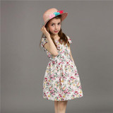 New 2017 European Style Baby Girls Dress Summer Cotton Short-Sleeve Flowers Floral Dresses Vestido Infantil Children's Clothing