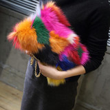 New 2017 Colorful Real Fur Women Shoulder Bag Fox Fur Causal Clutch Bag Leather Women's Bag Lady Chains Handbag Luxury Purse