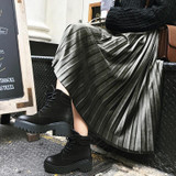 New 2017 Casual Women Pleated Skirts Female Vintage Solid Elastic High Waist Autumn Winter Velvet Skirts One Size 7 Colors