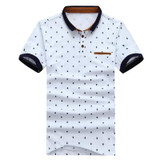 New 2017 Brand POLO Shirt  Men Cotton Fashion Skull Dots Print Camisa Polo Summer Short-sleeve  Casual Shirts MT437