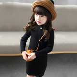 New 2017 Baby Girls Sweaters Dress Long Style Sweaters Kids Autumn Winter Children Clothing Slim Knit Girls Dress DQ650