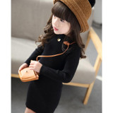 New 2017 Baby Girls Sweaters Dress Long Style Sweaters Kids Autumn Winter Children Clothing Slim Knit Girls Dress DQ650