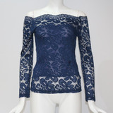 New 2017 Autumn Women Blouses Long Sleeve White Lace Blouse Off Shoulder Chiffon Shirts Women Slash Neck Tops Blusas Femininas