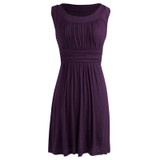 Nemidor 2016 Spring Summer Women Elegant O-neck Retro Pleated Swing Dresses Casual Sleeveless Midi Party Dress