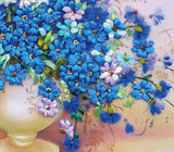 Needlework,DIY Ribbon Cross stitch Sets for Embroidery kit, Blossoml vase flowers bands embroidery wall wedding decoration
