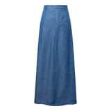 2017 Summer Long Maxi Skirt High Waisted Floor Length Denim Jeans Skirts Women Casual A Line Jupe Saia Jeans longa With Pockets