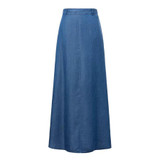 2017 Summer Long Maxi Skirt High Waisted Floor Length Denim Jeans Skirts Women Casual A Line Jupe Saia Jeans longa With Pockets