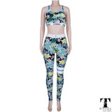 2017 summer leaf tree STRONGER printed skinny sportswear rompers womens jumpsuit bodysuit playsuit overalls