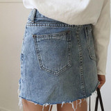 2017 Summer Jeans Skirt Women High Waist Jupe Irregular Edges Denim Skirts Female Mini Saia Plus Size Faldas Casual Pencil Skirt