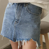 2017 Summer Jeans Skirt Women High Waist Jupe Irregular Edges Denim Skirts Female Mini Saia Plus Size Faldas Casual Pencil Skirt