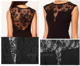 2017 Summer Hot Sleeveless Patchwork Lace Pencil Dress for Women Elegant OL Knee Length Bodycon Dress Lady