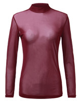 2017 Summer Hot Sexy Women Blusas Sexy See Through Transparent Mesh Stand Neck Long Sleeve Sheer Blouse Shirts Ladies Tee Tops