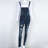2017 Summer Hole Jeans Denim Jumpsuit Overalls rompers women one piece jumpsuits sexy bodysuit salopette femme long pencil P0952