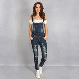 2017 Summer Hole Jeans Denim Jumpsuit Overalls rompers women one piece jumpsuits sexy bodysuit salopette femme long pencil P0952
