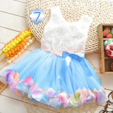 2017 Summer Girls Lace Flower Girl Dresses Bow Tutu Baby Toddler Princess Dress Party Wedding Costumes Newborn Infant Girl Dress