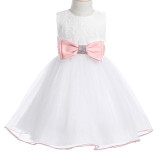 2017 Summer Girls Flower Dress  Baby Kids Girls Children's Clothing Party Princess Wedding Prom Tulle Lace Tutu White Dresses