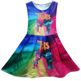 2017 Summer Girl Dresses Trolls Girls Princess Birthday Party Dress Children Trolls Costume Kids Clothes Vestido Trolls Dress