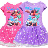 2017 Summer Girl Dress Cartoon Moana for Girls Clothes Printed Baby Girl Dress Pink Princess Party Dress Children Kids Clothing