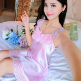 2017 Summer Female Sexy Nightgown Short Sleeved Comfortable Silk Nightdress Bathrobe Woman Temptation Sleepshirts Sexy Lingerie