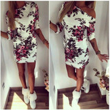 2017 Summer fashion Vintage Floral Print Women Dress Casual half Sleeve round Neck Elegant Slim Sheath Sexy Bodycon Dresses