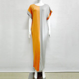 2017 Summer Fashion Patchwork Color Women Elegant Dresses Plus Size Loose Maxi Dress Casual Beach Tunic Vestido D28-AZ87