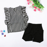 2017 Summer Fashion Girls Clothing Set Tops + Black Shorts 2pcs Striped Suits Children Outfits Sleeveless Baby Girl Clothes Sets