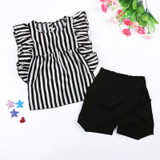 2017 Summer Fashion Girls Clothing Set Tops + Black Shorts 2pcs Striped Suits Children Outfits Sleeveless Baby Girl Clothes Sets