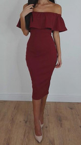 2017 Summer Dress Women's Ruffles Off Shoulder Bodycon Dress New Split Sexy Dress Midi Party Dresses Vestido Plus Size GV511