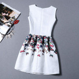 2017 Summer Dress Women Butterfly Sleeveless Casual Dresses Vestido de festa Ladies vintage print plus size jacquard clothing
