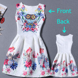 2017 Summer Dress Women Butterfly Sleeveless Casual Dresses Vestido de festa Ladies vintage print plus size jacquard clothing