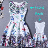 2017 Summer Dress Women Butterfly Sleeveless Casual Dresses Vestido de festa Ladies vintage print plus size jacquard clothing