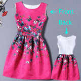 2017 Summer Dress Women Butterfly Sleeveless Casual Dresses Vestido de festa Ladies vintage print plus size jacquard clothing