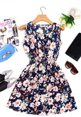 2017 summer dress new Korean Women casual Bohemian floral leopard sleeveless vest printed beach women chiffon dress