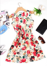 2017 summer dress new Korean Women casual Bohemian floral leopard sleeveless vest printed beach women chiffon dress